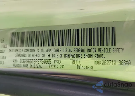 2015 Ram 1500 Big Horn from USA, damaged, VIN 1C6RR6GT0FS754665